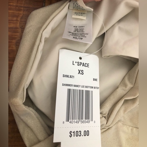 NWT L*Space Nancy Lee Bikini Bottom in Shimmer Beige Bone - Picture 6 of 7